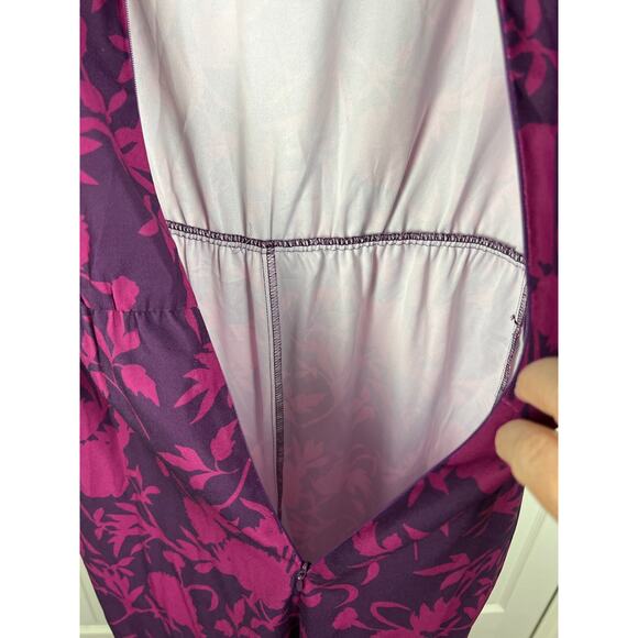 Agnes And Dora Purple Pink Floral Cap Short Sleeve Jumpsuit V Neck XS - Picture 5 of 8